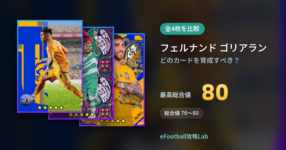 【イーフト】フェルナンド ゴリアランはどのカードを育成すべき？全4枚を比較