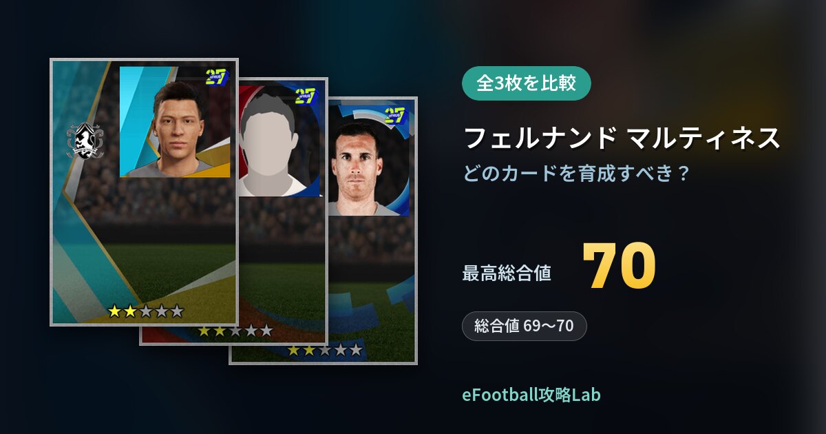 【イーフト】フェルナンド マルティネスの育成カード比較（全3枚）