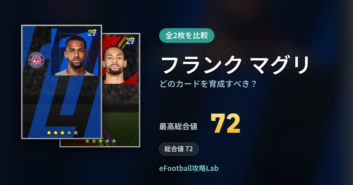 【イーフト】フランク マグリはどのカードを育成すべき？全2枚を比較