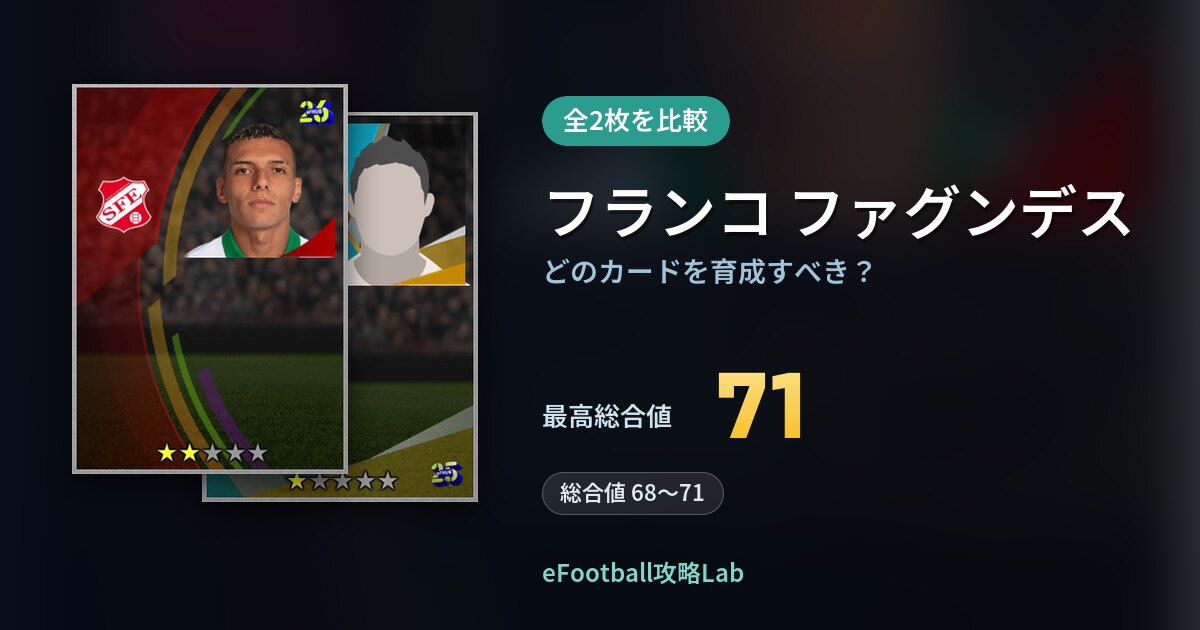 【イーフト】フランコ ファグンデスはどのカードを育成すべき？全2枚を比較