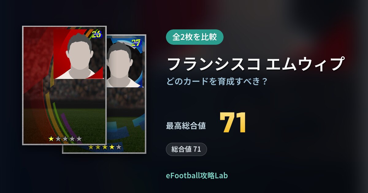 【イーフト】フランシスコ エムウィプはどのカードを育成すべき？全2枚を比較