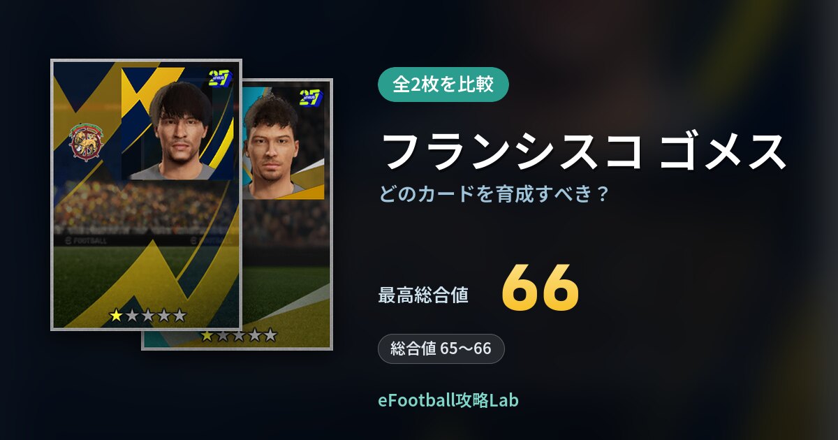 【イーフト】フランシスコ ゴメスはどのカードを育成すべき？全2枚を比較
