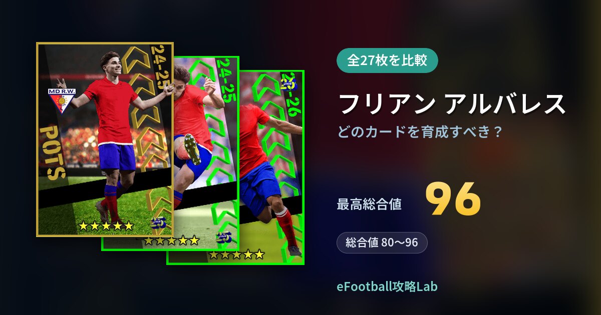 【イーフト】フリアン アルバレスはどのカードを育成すべき？全27枚を比較
