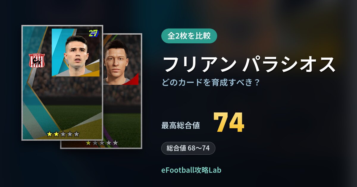 【イーフト】フリアン パラシオスはどのカードを育成すべき？全2枚を比較