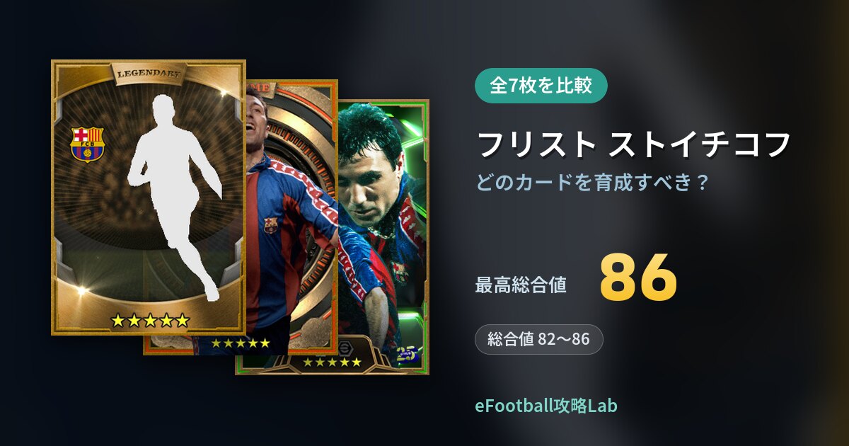【イーフト】フリスト ストイチコフはどのカードを育成すべき？全7枚を比較
