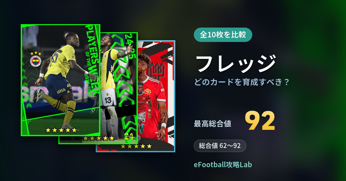 【イーフト】フレッジはどのカードを育成すべき?全10枚を比較