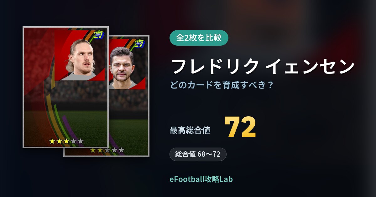 【イーフト】フレドリク イェンセンはどのカードを育成すべき?全2枚を比較