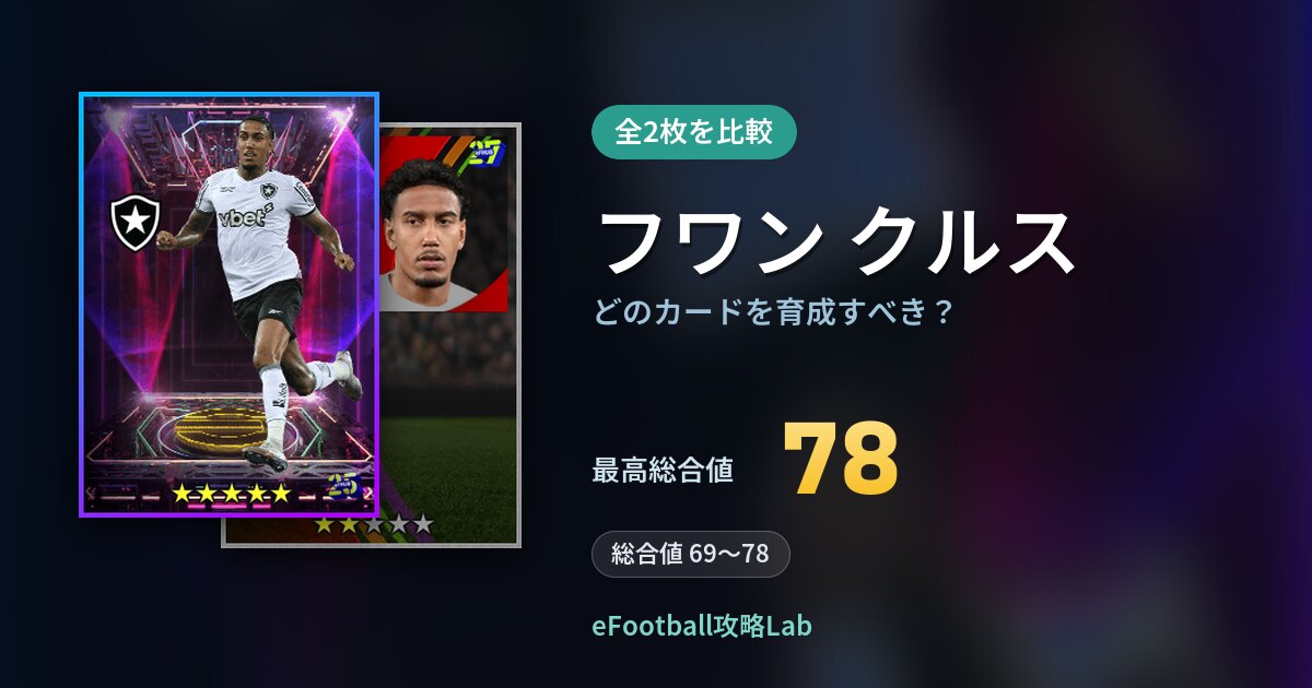 【イーフト】フワン クルスはどのカードを育成すべき？全2枚を比較