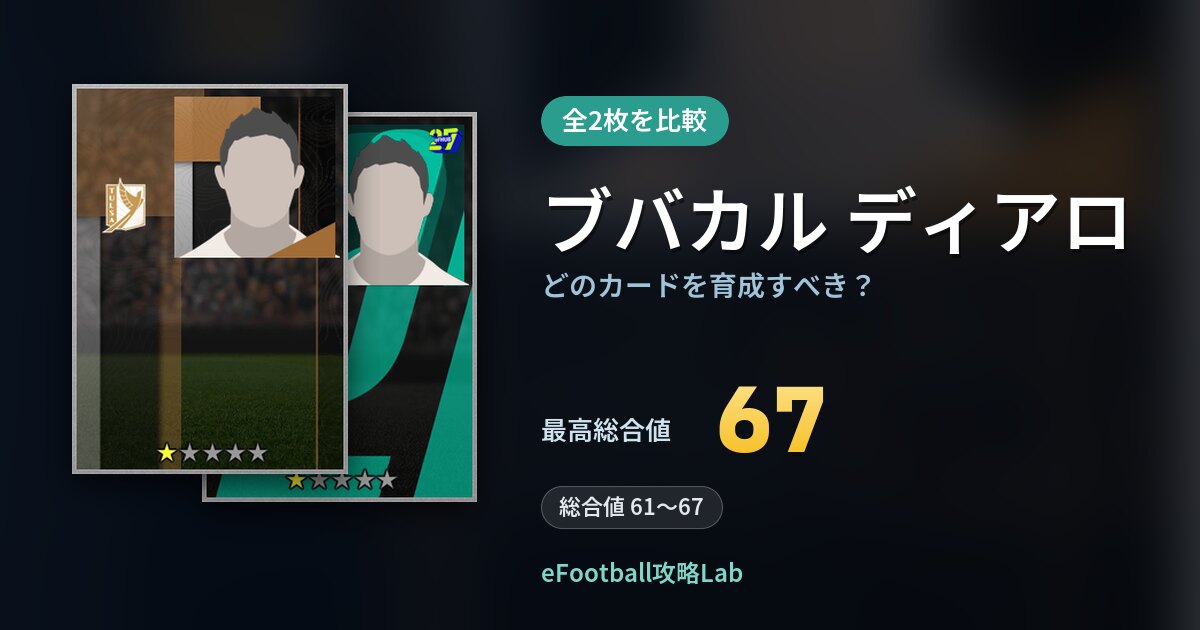 【イーフト】ブバカル ディアロはどのカードを育成すべき?全2枚を比較