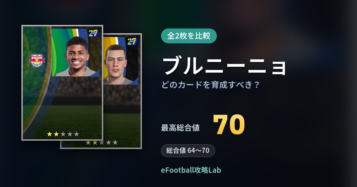 【イーフト】ブルニーニョはどのカードを育成すべき？全2枚を比較