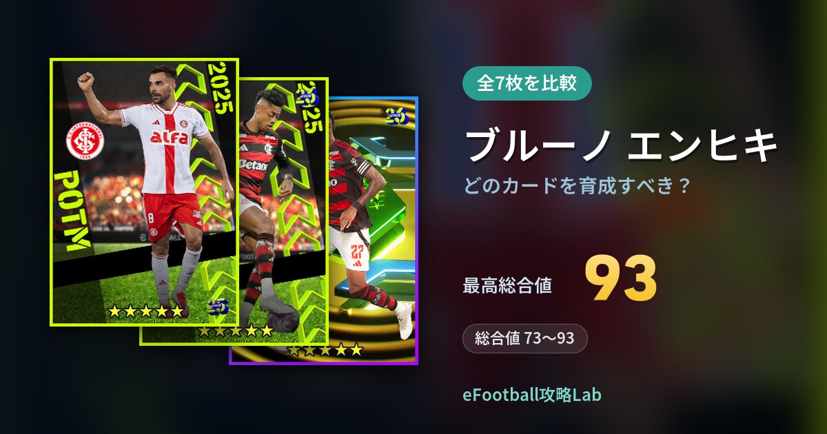 【イーフト】ブルーノ エンヒキはどのカードを育成すべき？全7枚を比較