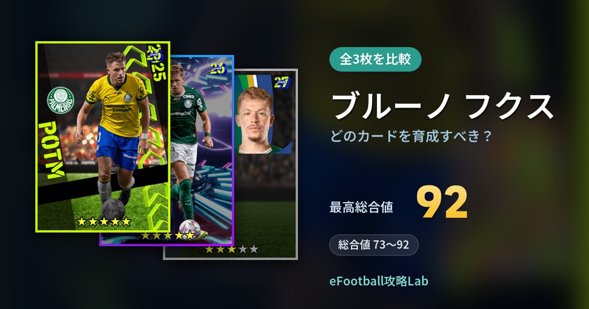 【イーフト】ブルーノ フクスはどのカードを育成すべき？全3枚を比較