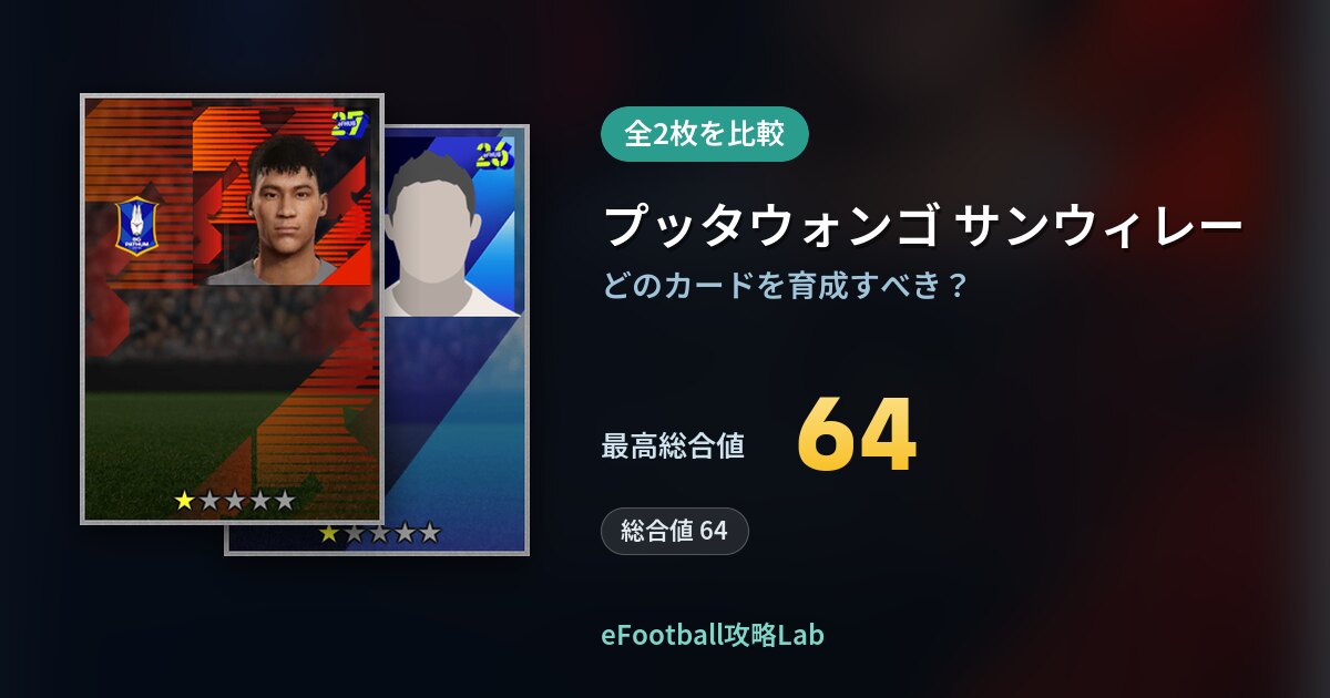 【イーフト】プッタウォンゴ サンウィレーの育成カード比較(全2枚)