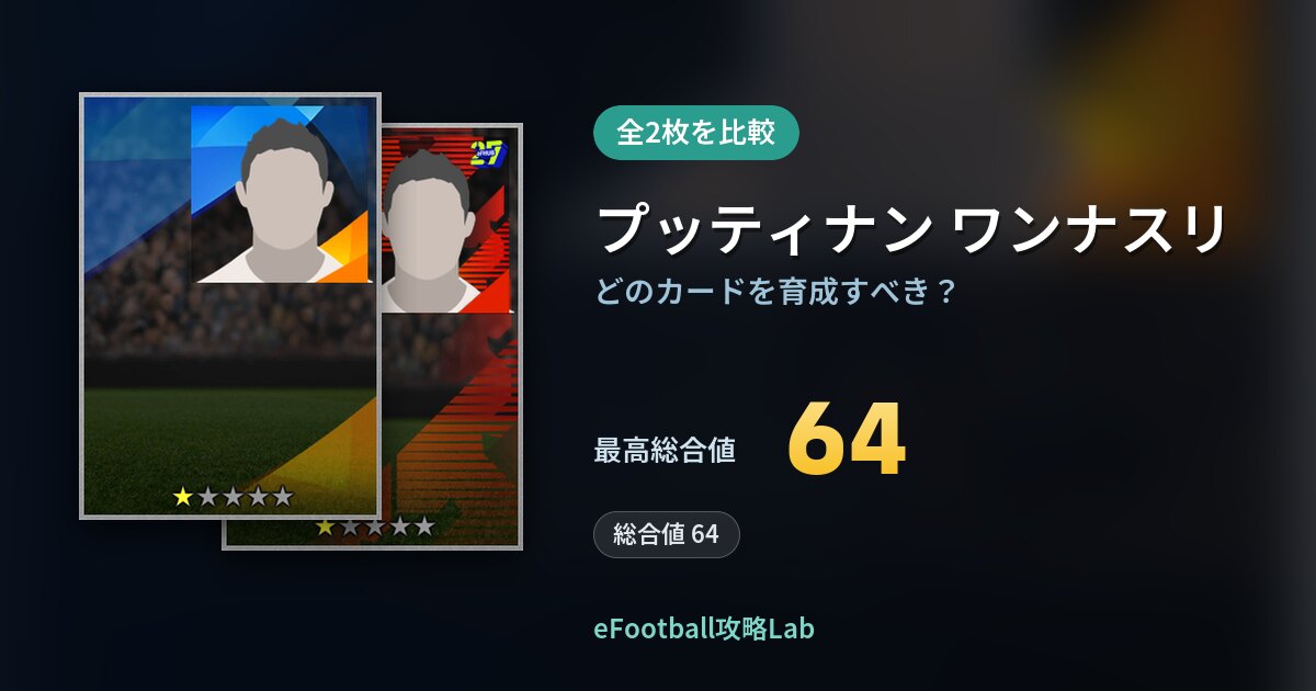 【イーフト】プッティナン ワンナスリはどのカードを育成すべき？全2枚を比較