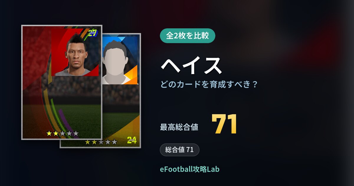 【イーフト】ヘイスはどのカードを育成すべき？全2枚を比較