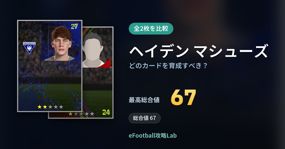 【イーフト】ヘイデン マシューズはどのカードを育成すべき？全2枚を比較