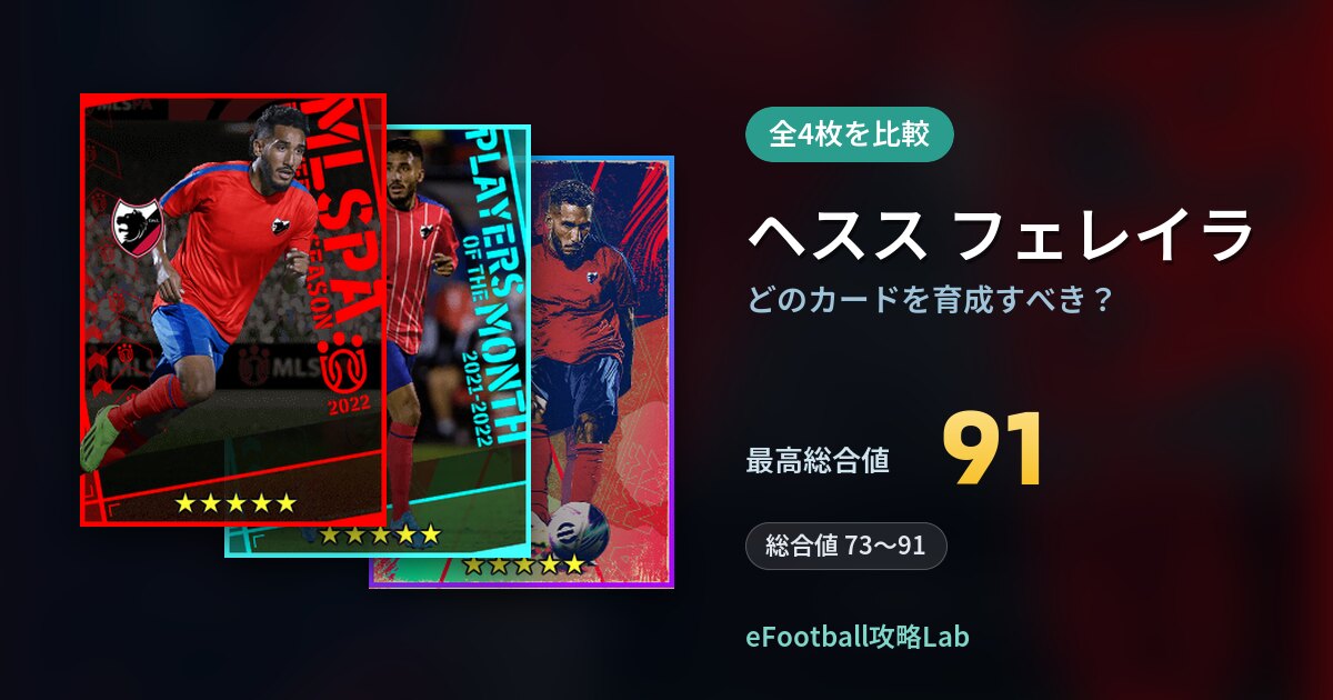 【イーフト】ヘスス フェレイラはどのカードを育成すべき？全4枚を比較