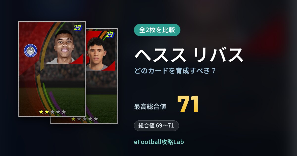 【イーフト】ヘスス リバスはどのカードを育成すべき？全2枚を比較