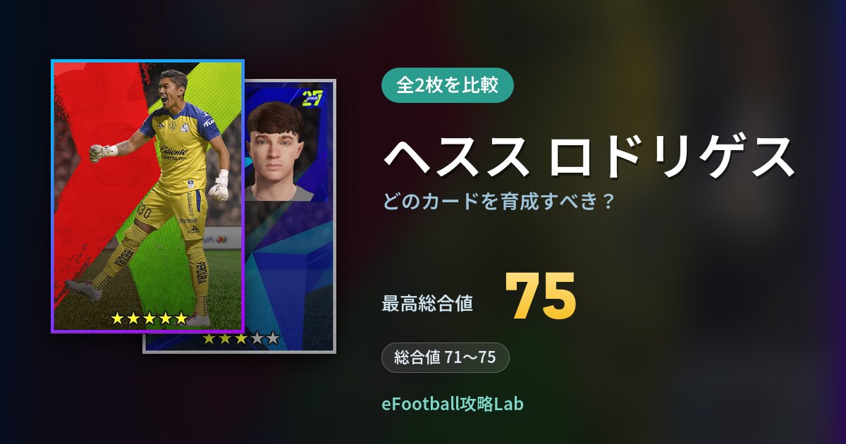 【イーフト】ヘスス ロドリゲスはどのカードを育成すべき?全2枚を比較