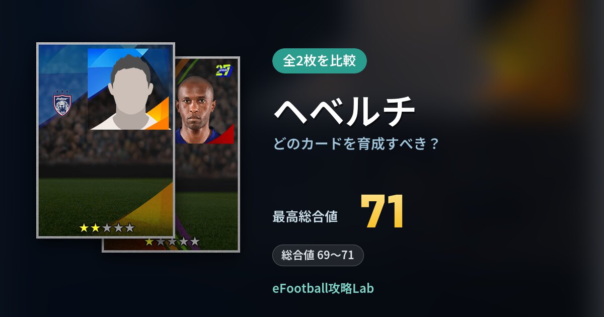 【イーフト】ヘベルチはどのカードを育成すべき？全2枚を比較