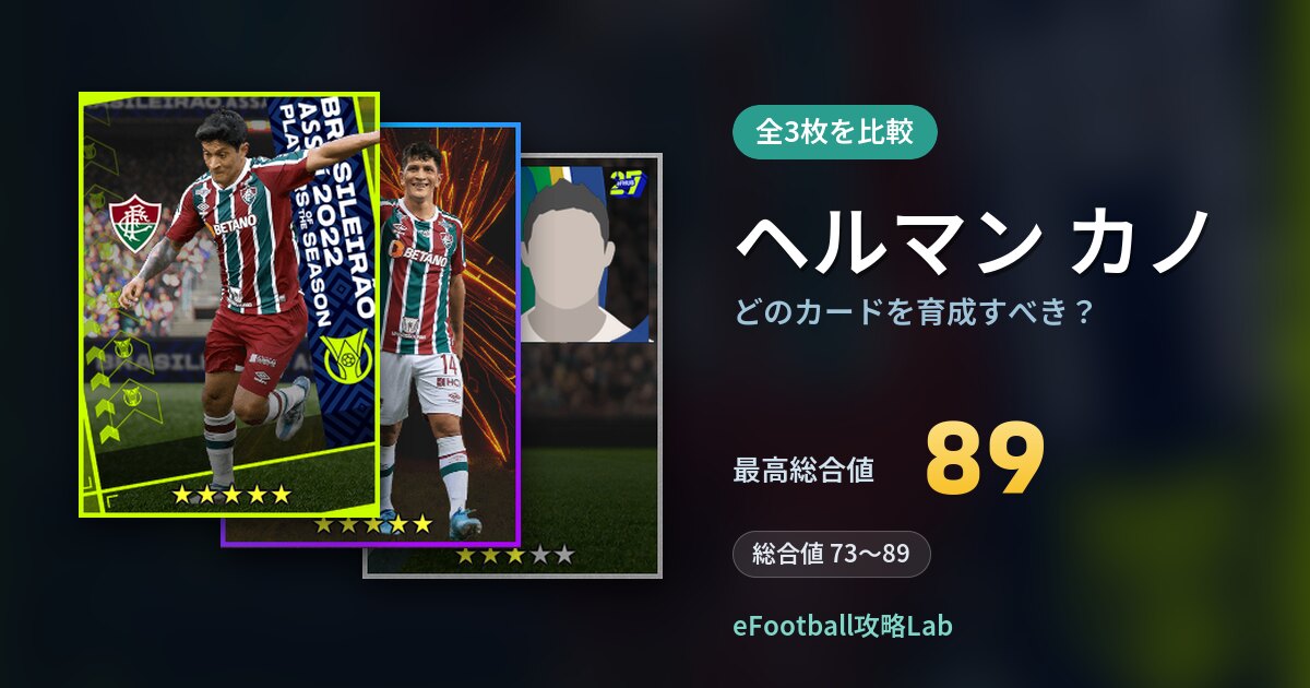 【イーフト】ヘルマン カノはどのカードを育成すべき？全3枚を比較