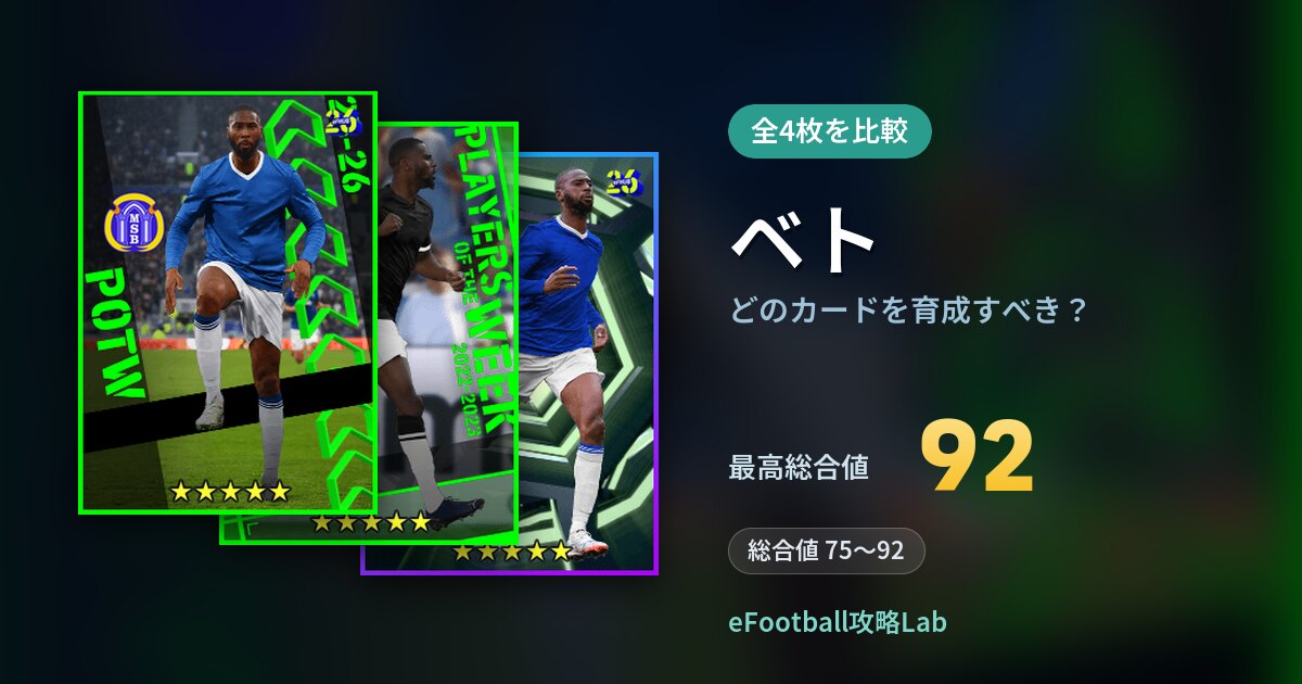 【イーフト】ベトはどのカードを育成すべき？全4枚を比較