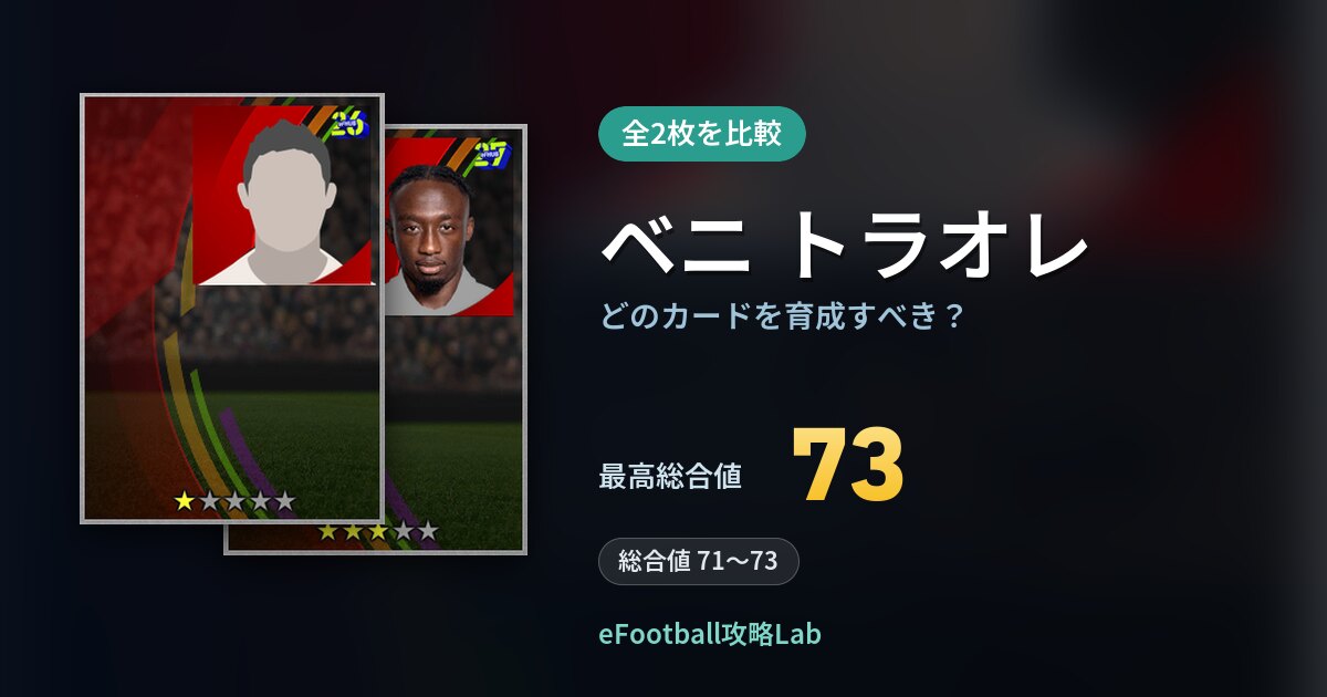 【イーフト】ベニ トラオレはどのカードを育成すべき？全2枚を比較