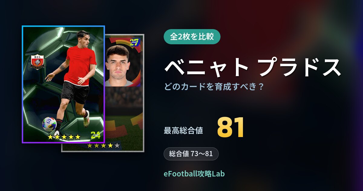 【イーフト】ベニャト プラドスはどのカードを育成すべき？全2枚を比較