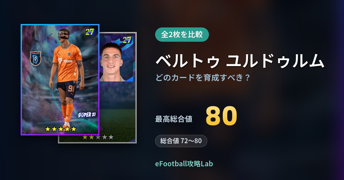 【イーフト】ベルトゥ ユルドゥルムはどのカードを育成すべき？全2枚を比較