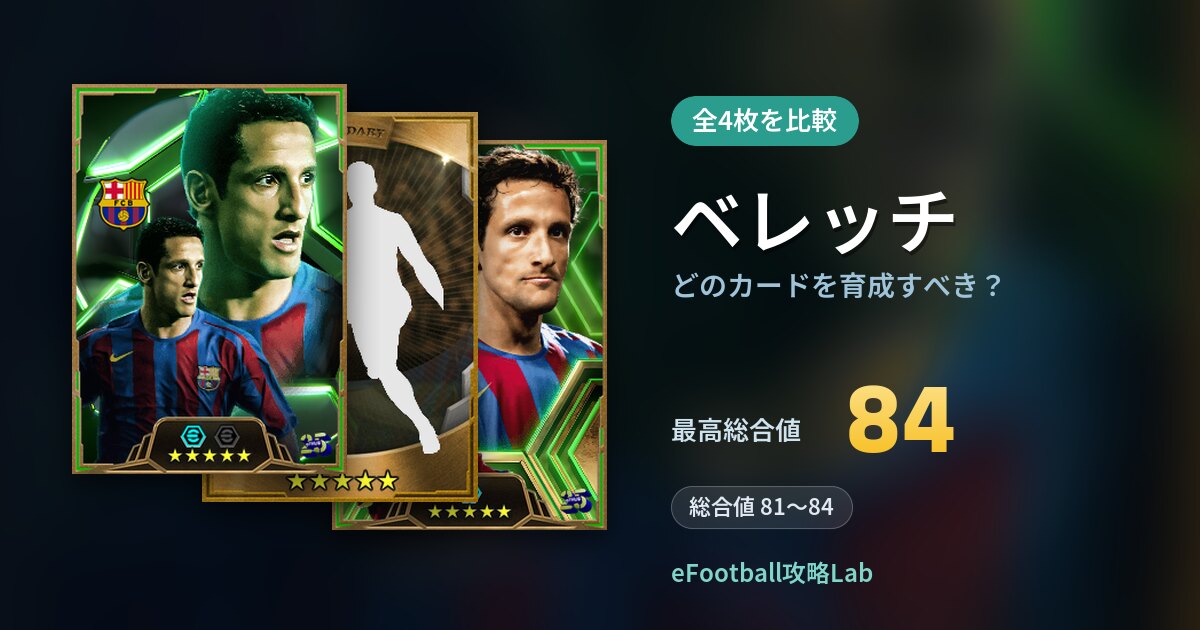 【イーフト】ベレッチはどのカードを育成すべき？全4枚を比較
