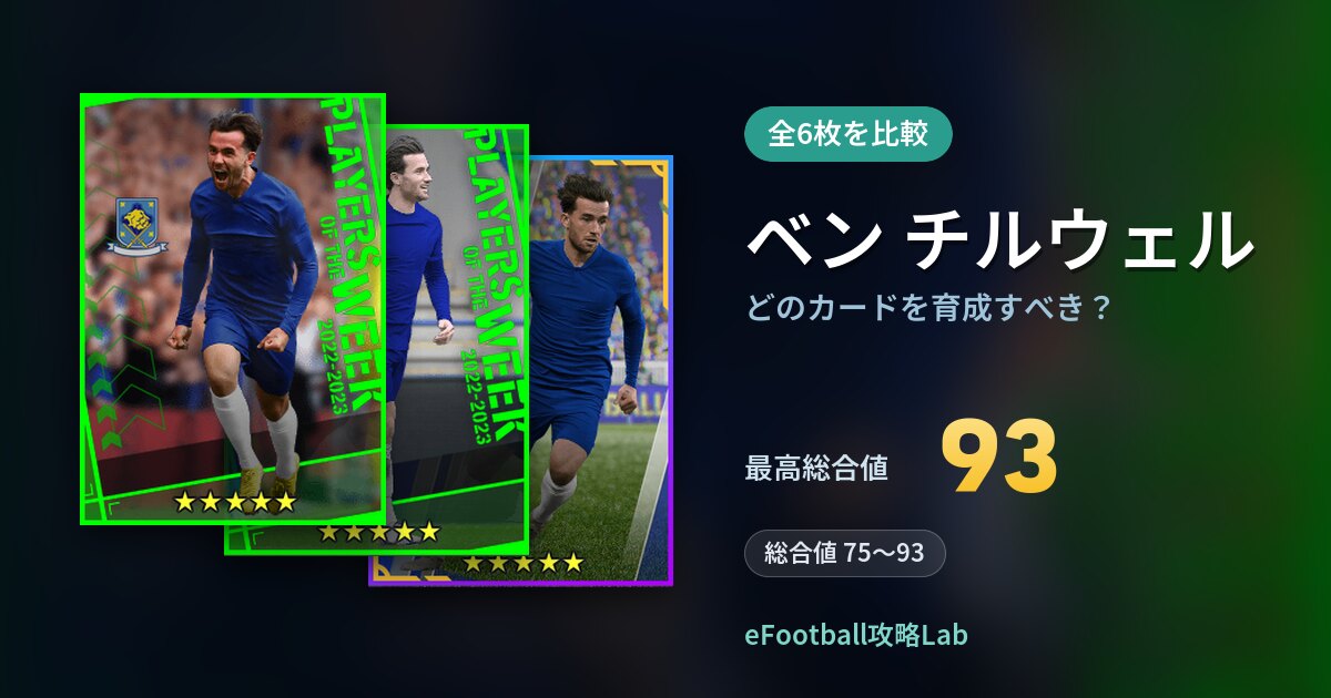 【イーフト】ベン チルウェルはどのカードを育成すべき？全6枚を比較