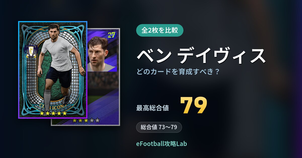 【イーフト】ベン デイヴィスはどのカードを育成すべき？全2枚を比較