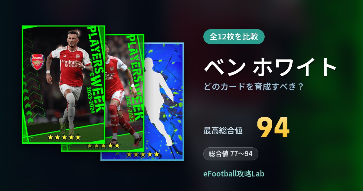 【イーフト】ベン ホワイトはどのカードを育成すべき？全12枚を比較