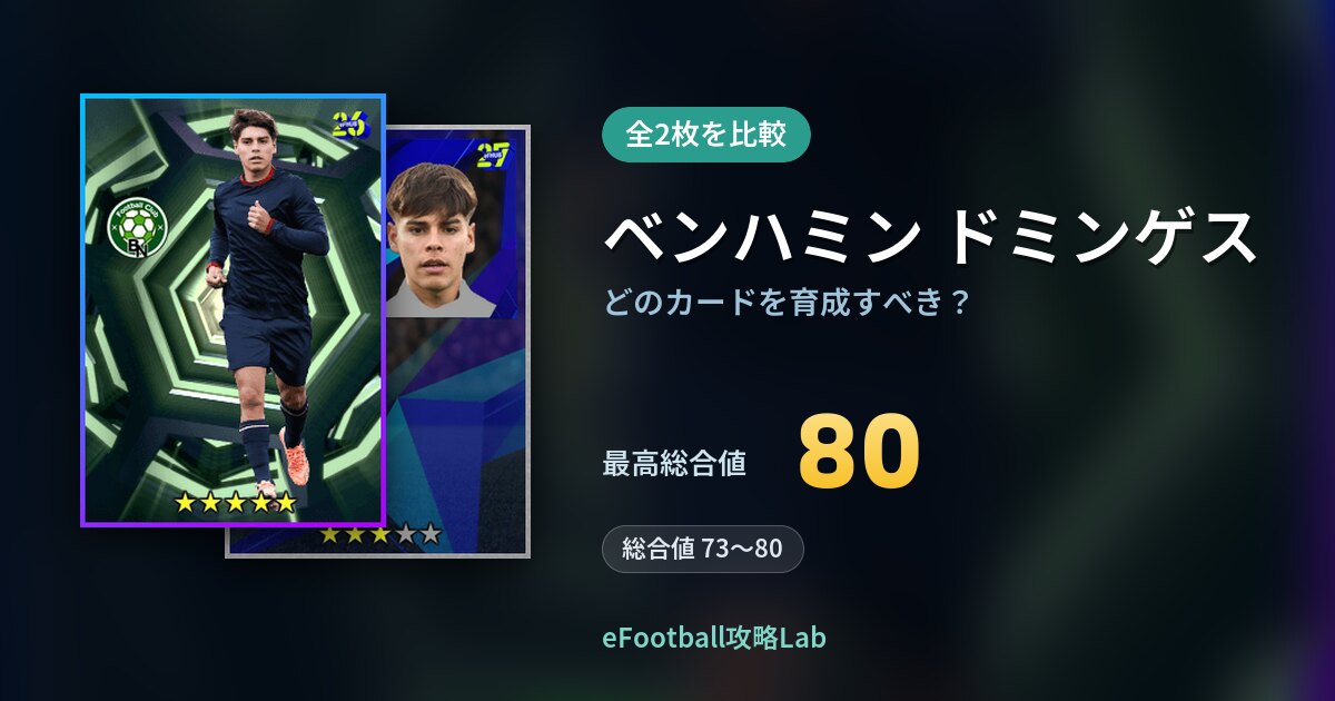 【イーフト】ベンハミン ドミンゲスはどのカードを育成すべき？全2枚を比較