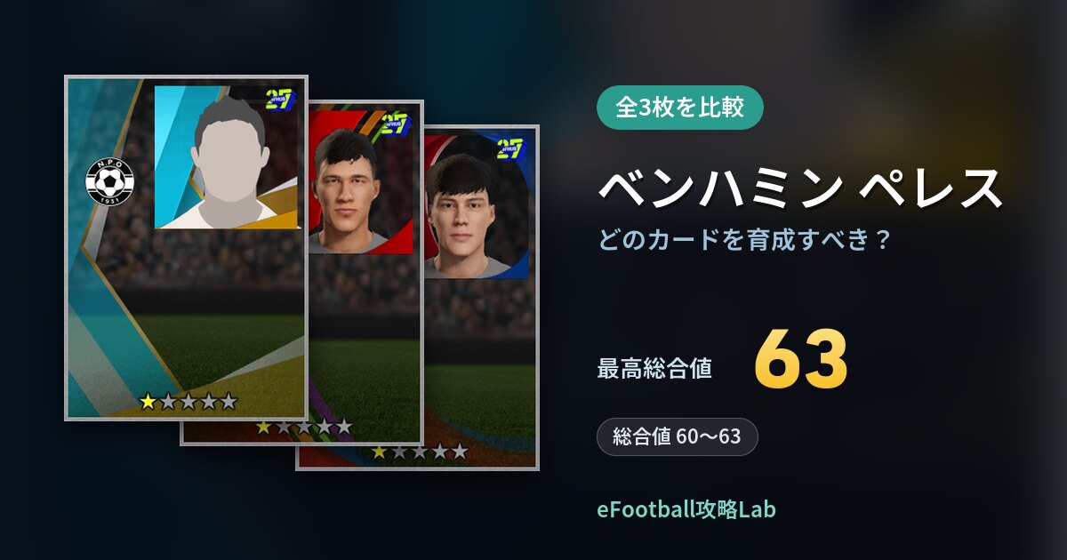 【イーフト】ベンハミン ペレスはどのカードを育成すべき？全3枚を比較