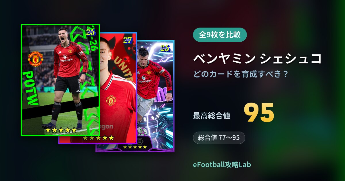 【イーフト】ベンヤミン シェシュコはどのカードを育成すべき？全9枚を比較
