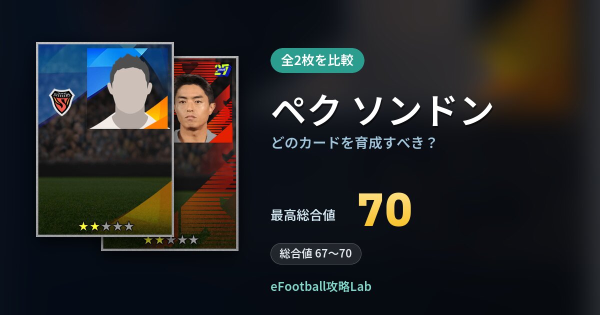 【イーフト】ペク ソンドンはどのカードを育成すべき？全2枚を比較