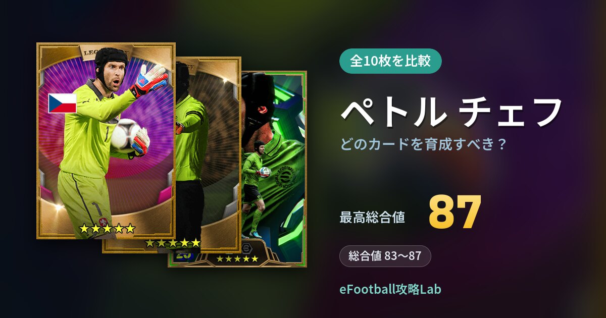 【イーフト】ペトル チェフはどのカードを育成すべき？全10枚を比較