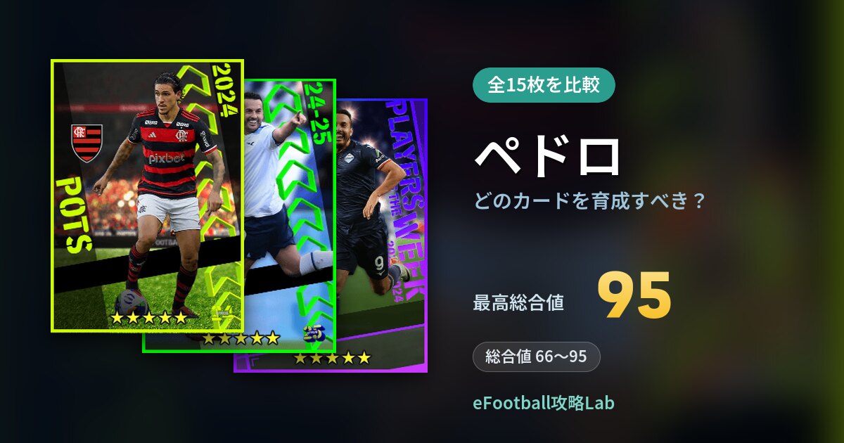 【イーフト】ペドロはどのカードを育成すべき？全15枚を比較