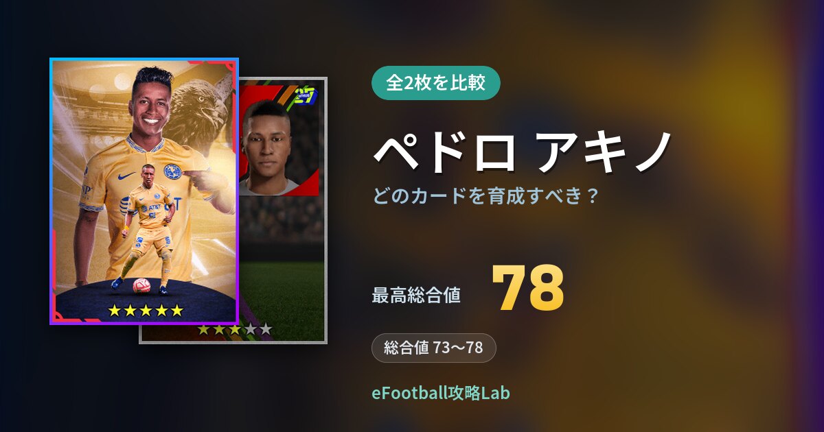 【イーフト】ペドロ アキノはどのカードを育成すべき？全2枚を比較