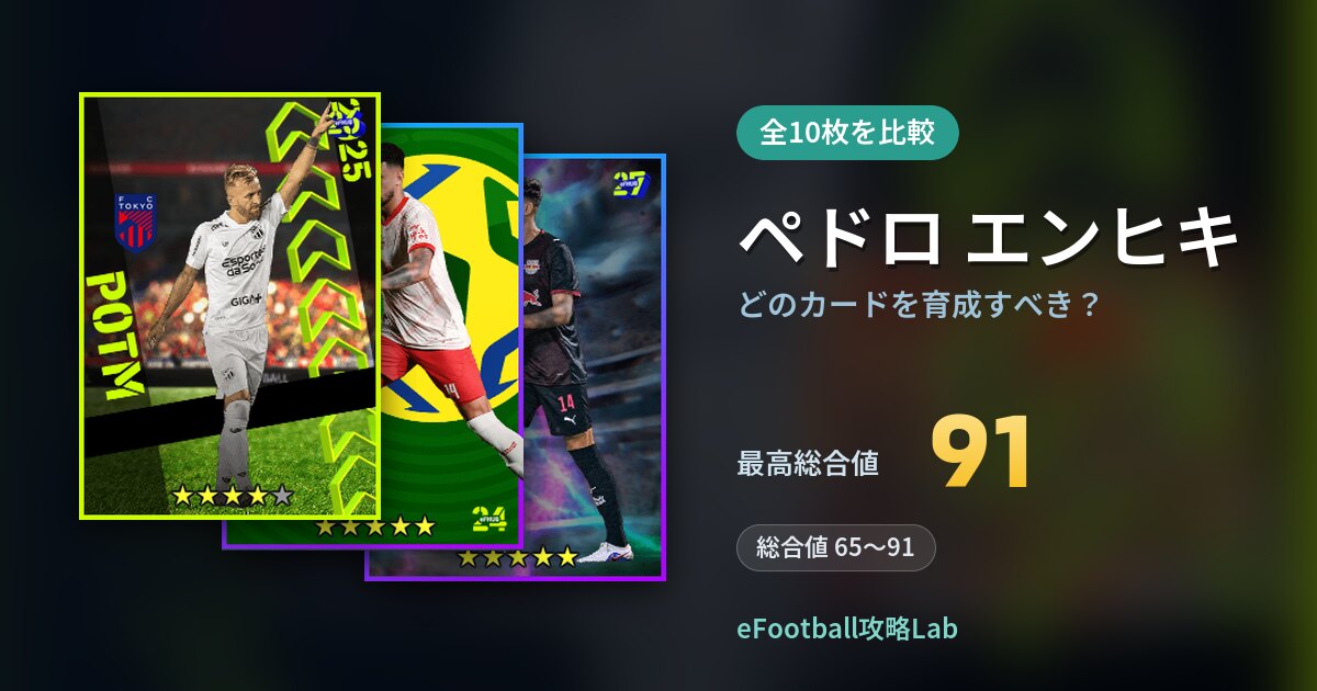 【イーフト】ペドロ エンヒキはどのカードを育成すべき?全10枚を比較