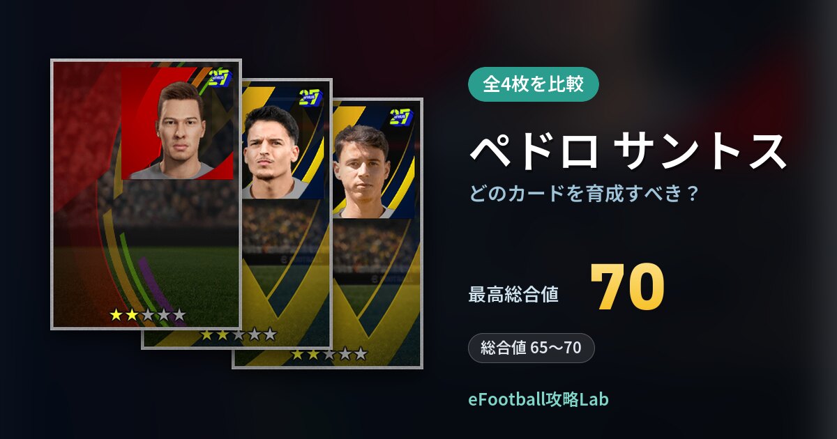 【イーフト】ペドロ サントスはどのカードを育成すべき？全4枚を比較