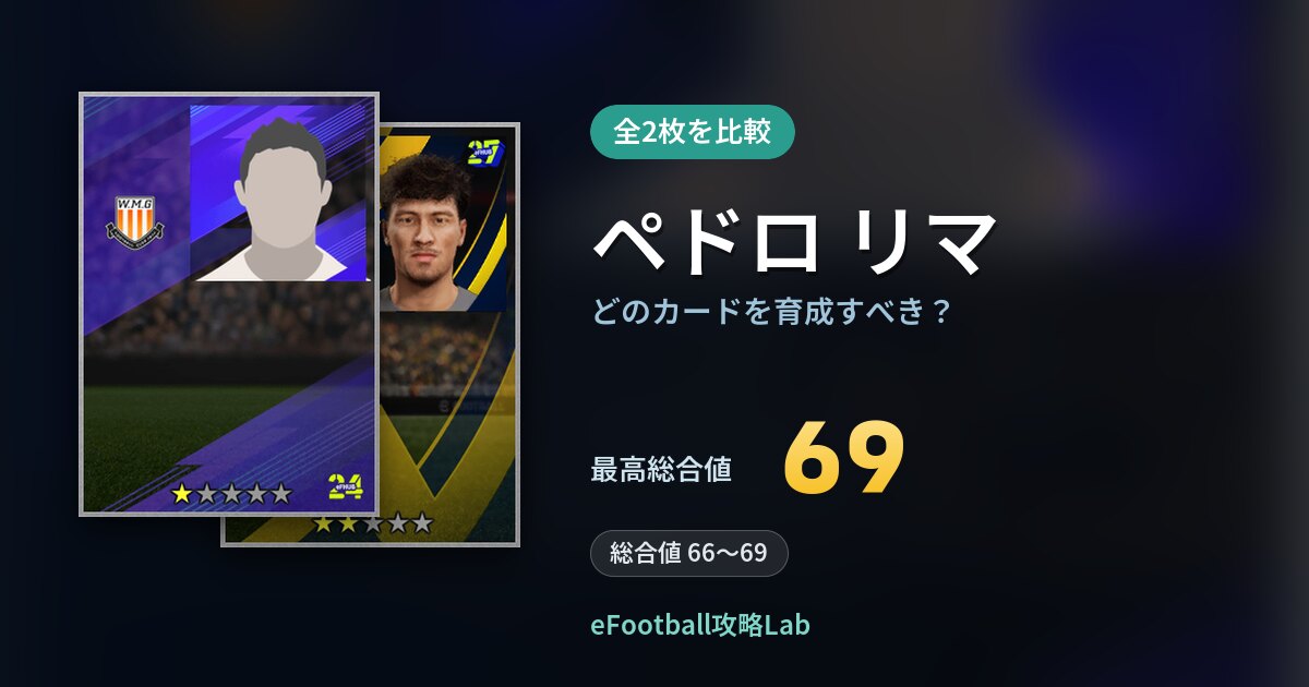 【イーフト】ペドロ リマはどのカードを育成すべき？全2枚を比較