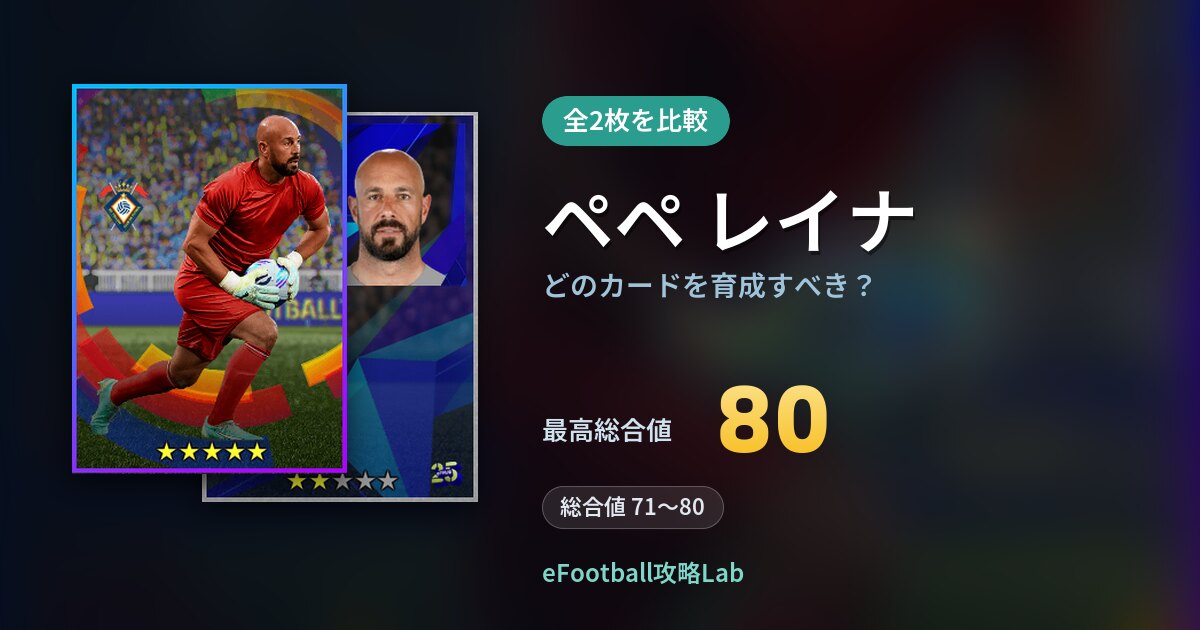【イーフト】ペペ レイナはどのカードを育成すべき？全2枚を比較