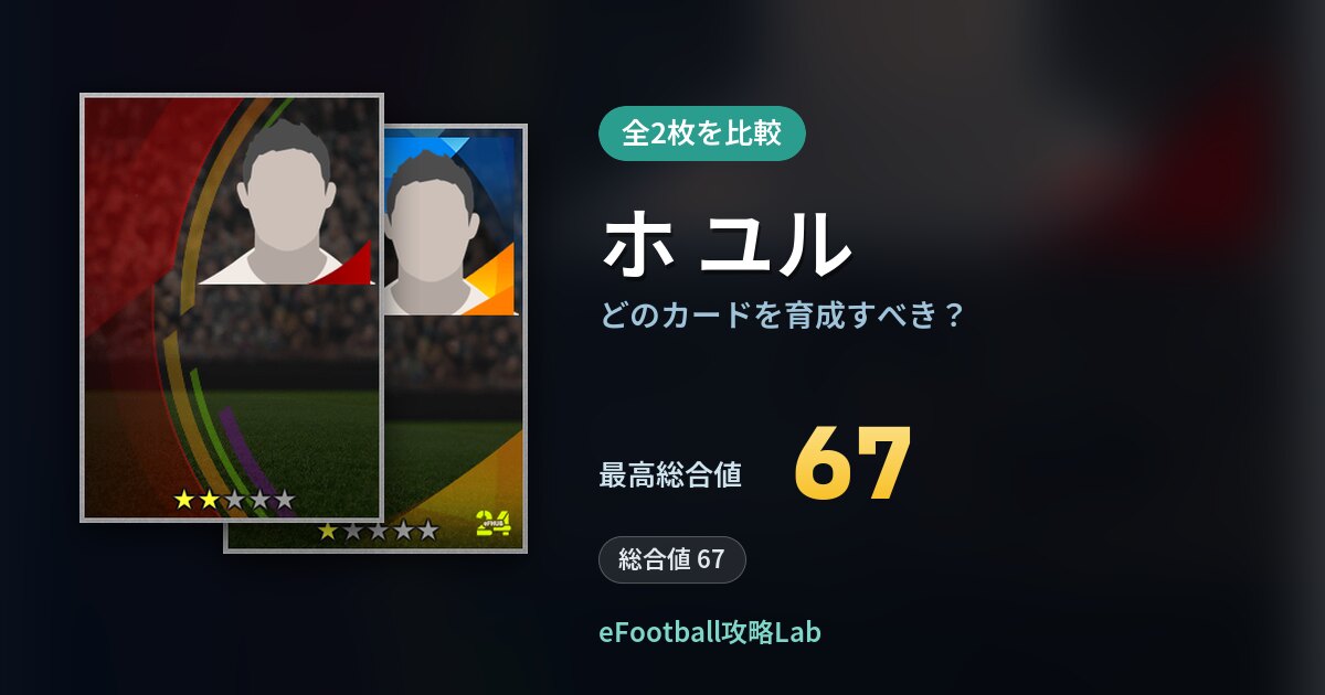 【イーフト】ホ ユルはどのカードを育成すべき？全2枚を比較