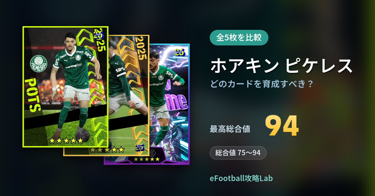 【イーフト】ホアキン ピケレスはどのカードを育成すべき？全5枚を比較