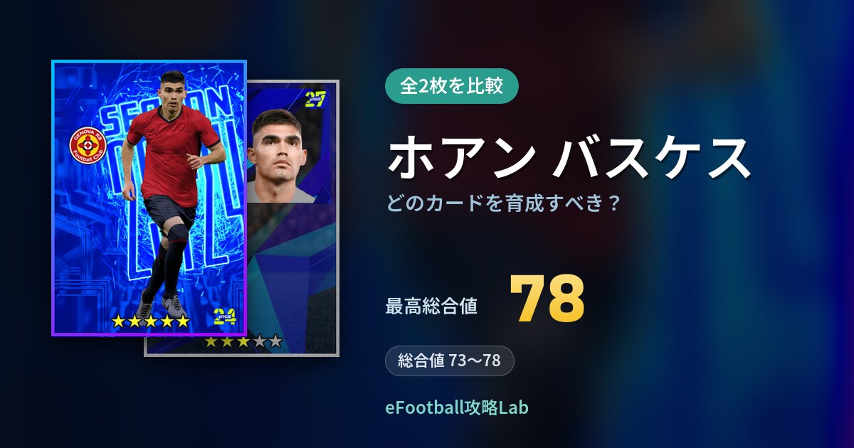 【イーフト】ホアン バスケスはどのカードを育成すべき？全2枚を比較