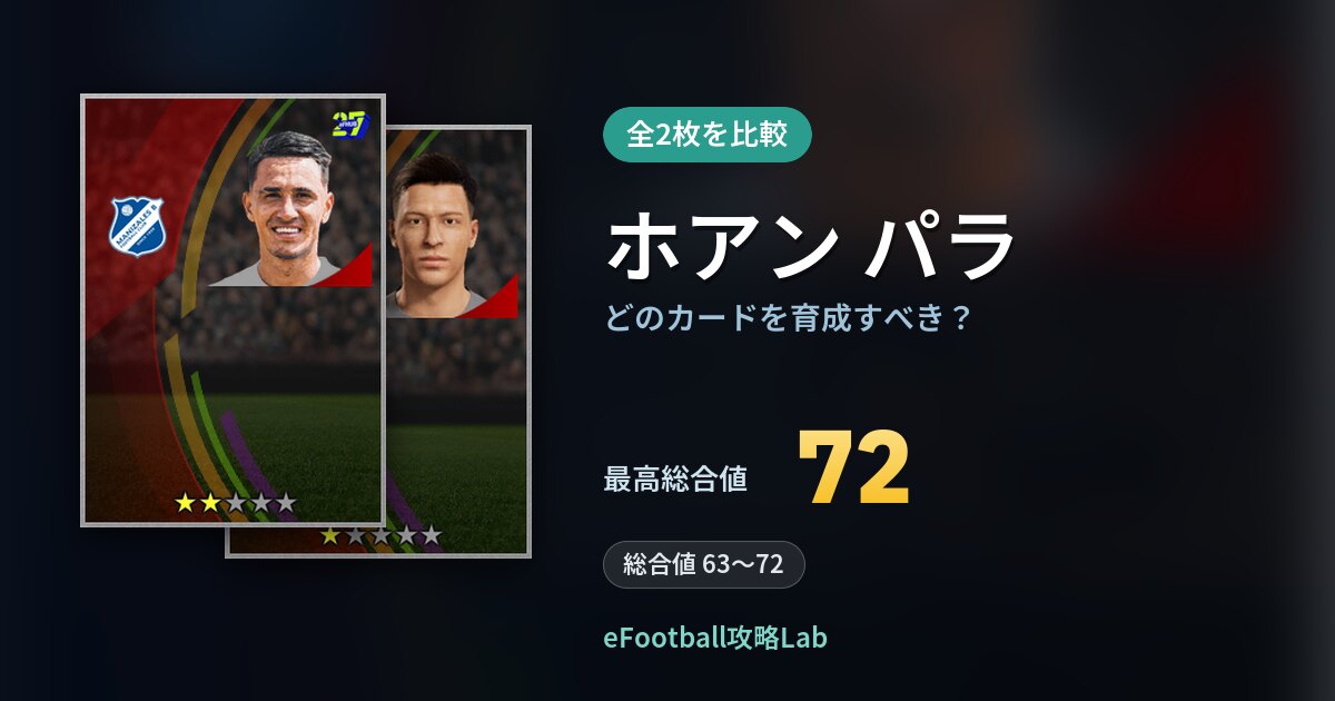 【イーフト】ホアン パラはどのカードを育成すべき？全2枚を比較