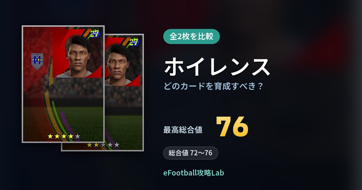 【イーフト】ホイレンスの全カード比較（全2枚）