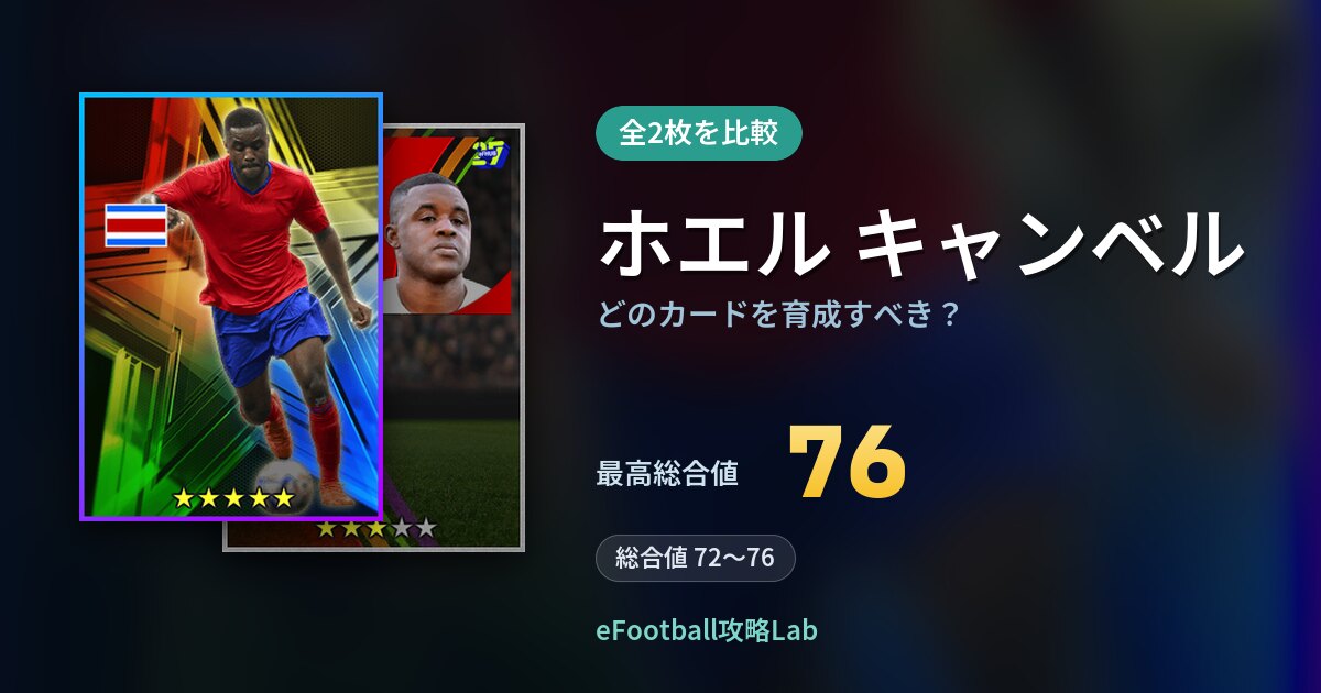 【イーフト】ホエル キャンベルはどのカードを育成すべき？全2枚を比較